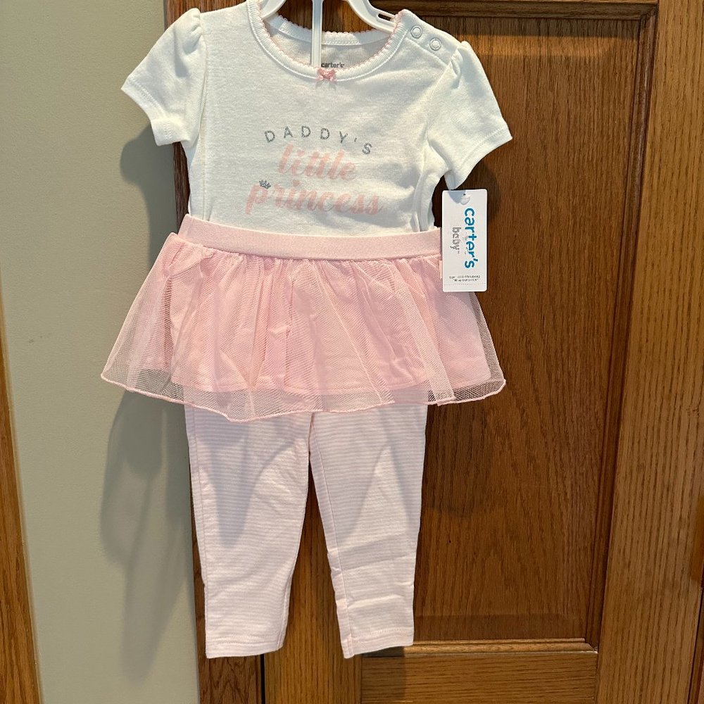 CARTERS DADDYS LITTLE PRINCESS 2 PIECE SET SIZE 12M #K113 - Picture 1 of 1